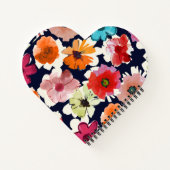 熱帯の夏 |カラフル花模様デザイン ノートブック (裏面)