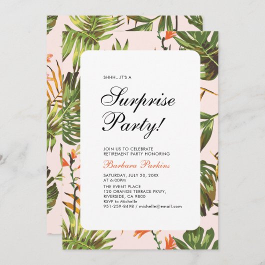 熱帯の夏 |サプライズモダンリタイアパーティー 招待状 (正面/裏面)