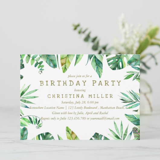 熱帯の夏 |水彩葉誕生日 招待状 (スタンド正面)