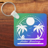 熱帯の夏(緑 – 青 – 紫のグラデーション) キーホルダー (正面)