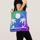 熱帯の夏（緑 – 青 – 紫のグラデーション） トートバッグ (クローズアップ)