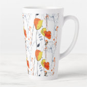 熱帯の夏 |美しい黄色の花模様デザイン カフェラテマグ (右)