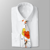 熱帯の夏 |美しい黄色の花模様デザイン ネクタイ (タイ)