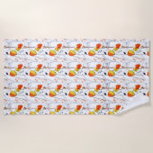 熱帯の夏 |美しい黄色の花模様デザイン ビーチタオル (正面)