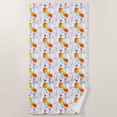 熱帯の夏 |美しい黄色の花模様デザイン ビーチタオル (正面)