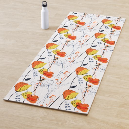 熱帯の夏 |美しい黄色の花模様デザイン ヨガマット (インサイチュ)