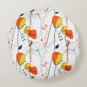 熱帯の夏 |美しい黄色の花模様デザイン ラウンドクッション (裏面)