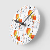 熱帯の夏 |美しい黄色の花模様デザイン ラウンド壁時計 (傾斜)