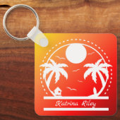 熱帯の夏(赤 – オレンジ – 黄色のグラデーション)ケッチ キーホルダー (正面)