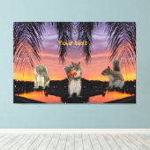 熱帯の夕日に見られるかわいいリス キャンバスプリント (インサイチュ (ウッドフロア))