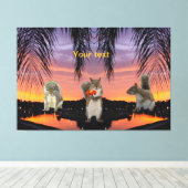 熱帯の夕日に見られるかわいいリス キャンバスプリント (インサイチュ (ウッドフロア))