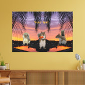 熱帯の夕日に見られるかわいいリス キャンバスプリント (インサイチュ (リビング))