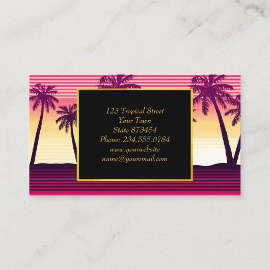 熱帯の夕日のストライプ 名刺 (裏面)
