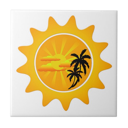 熱帯の夕日 タイル (正面)