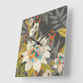 熱帯の夕暮れの花 スクエア壁時計 (傾斜)