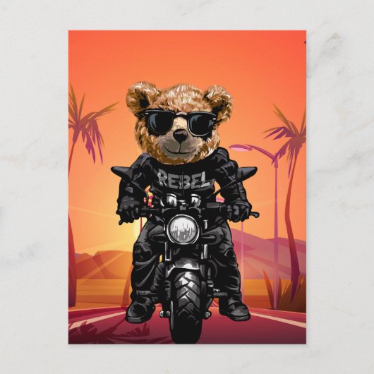 熱帯の夕焼けのバイクに乗る   ポストカード (正面)