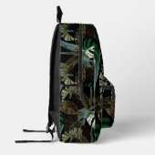 熱帯の夜のヴィンテージヤシ、バナナ、植物、黄金 プリントバックパック (左)