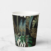 熱帯の夜のヴィンテージヤシ、バナナ、植物、黄金 紙コップ (右)