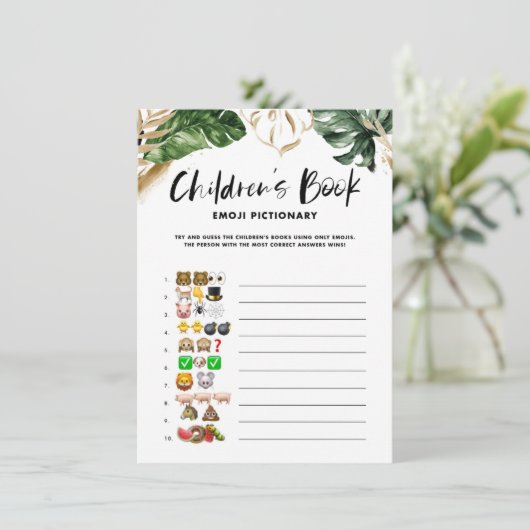 熱帯の子ども向け本の絵付け赤ちゃんシャワー エンクロージャーカード (スタンド正面)