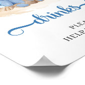 熱帯の少年テディベアのパンパスドリンクテーブルの標識 ポスター (角)