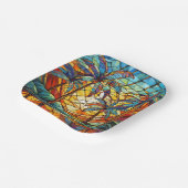 熱帯の島の日没ステンドグラス ペーパープレート (傾斜あり)