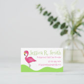 熱帯の島の漫画ホットピンクフラミンゴバード 名刺 (スタンド正面)