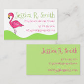 熱帯の島の漫画ホットピンクフラミンゴバード 名刺 (正面/裏面)