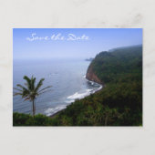 熱帯の島の目的地の結婚式の日付を保存 案内ポストカード (正面)