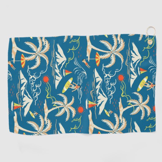 熱帯の島をテーマにした模様 ゴルフタオル (横)