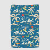 熱帯の島をテーマにした模様 ゴルフタオル (正面)