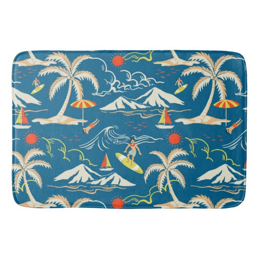 熱帯の島をテーマにした模様 バスマット (正面)