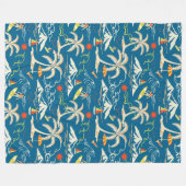 熱帯の島をテーマにした模様 フリースブランケット (正面(横))