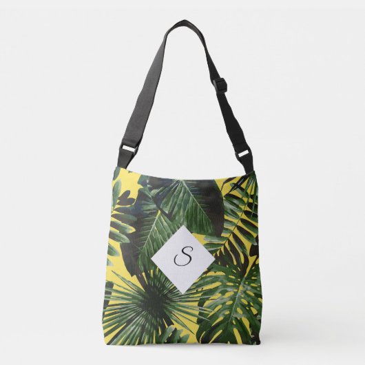 熱帯の島葉のイニシャルでモノグラム クロスボディバッグ (正面)
