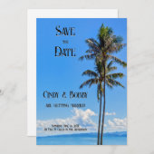 熱帯の島、ヤシの木、青い海結婚、のSa セーブザデート (正面/裏面)