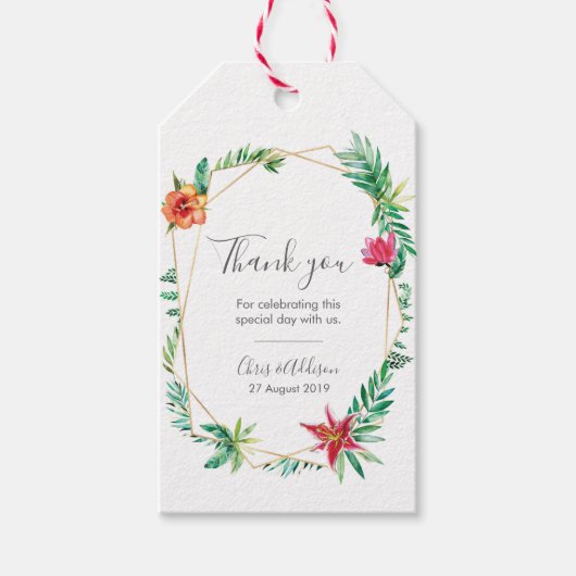 熱帯の幾何感謝していメッセージカード ギフトタグ (正面)