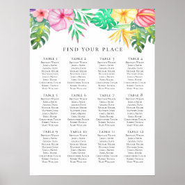 熱帯の座席表。夏のエキゾチック結婚の ポスター