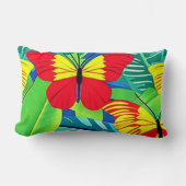 熱帯の情景カラフル蝶 ランバークッション (正面)