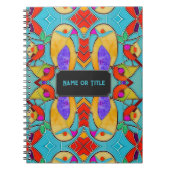 熱帯の愛の鳥のペア – 色ガラスの名前を追加 ノートブック (正面)