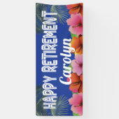 熱帯の手のひらと花での定年おめでとう 横断幕 (縦)