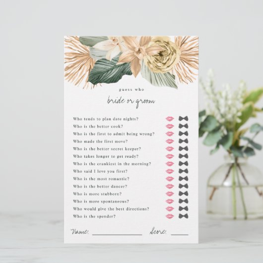 熱帯の推測誰が花嫁または花婿シャワーゲーム (スタンド正面)