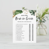 熱帯の推測Who花嫁または花婿ブライダルシャワー エンクロージャーカード (スタンド正面)