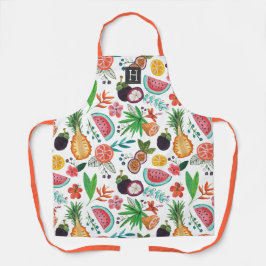 熱帯の数々のフルーツ色の夏のオールオーバープリント エプロン
