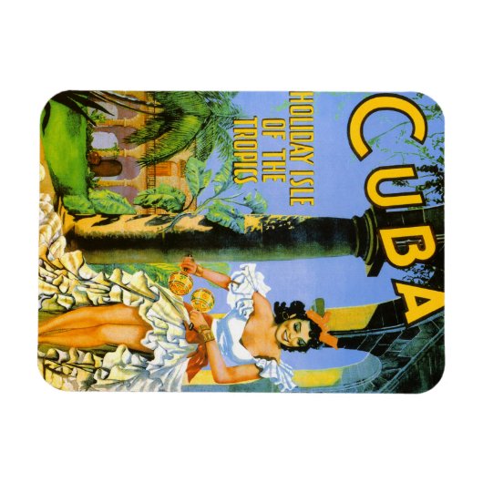 熱帯の旅行ポスターのキューバの休日の島 マグネット (横)