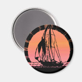 熱帯の日の出没の船 マグネット (正面/裏面)