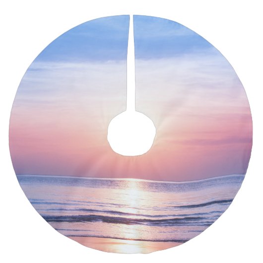 熱帯の日の出：海、空、セレニティ ブラッシュドポリエステルツリースカート (正面)