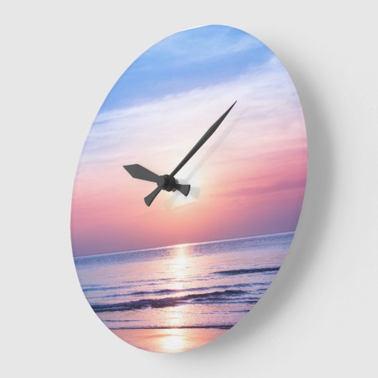 熱帯の日の出:海、空、セレニティ ラージ壁時計 (傾斜)