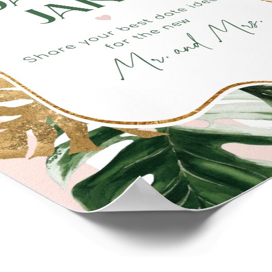 熱帯の日付の夜のアイディア。ピンクストライプ色の日付jar ポスター (角)