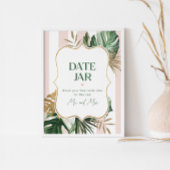 熱帯の日付の夜のアイディア。ピンクストライプ色の日付jar ポスター