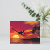 熱帯の日没の飛行機 ポストカード (スタンド正面)