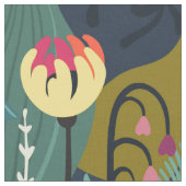 熱帯の明るいエキゾチック花柄 ファブリック (クローズアップ)